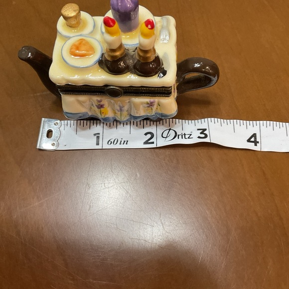 Porcelain Tea Pot Trinket, Pill, Jewelry Box. Still Has Original Tag. - Picture 7 of 12